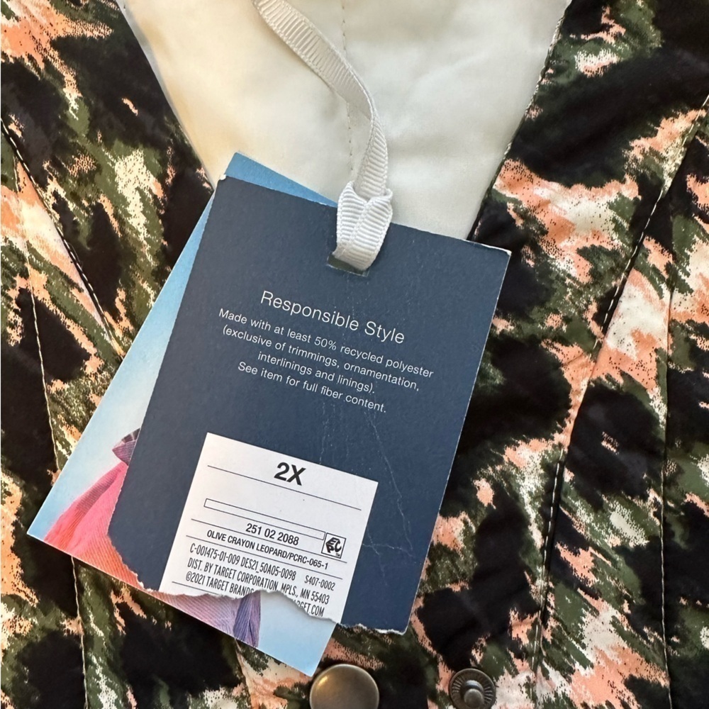 New NWT Rachel Comey Olive Green Leopard Print Cropped Quilted Jacket Size 2X - Picture 7 of 12